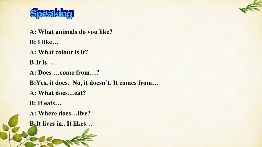 外研版英語七年級(jí)上冊(cè) Unit3 Language in use Module6 A trip to the zoo課件第5頁