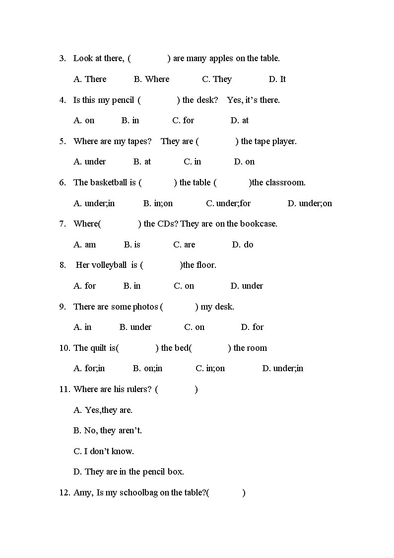 Unit 4 Section B 巩固练习 人教版七年级英语上册第2页
