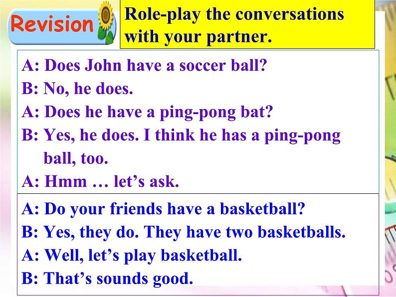 人教新目标版英语七年级上册 Unit 5 Do you have a soccer ball?Section B 1课件06