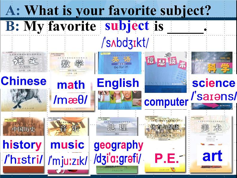 人教新目标版英语七年级上册 Unit 9 My favorite subject is science-A 1a-2c课件第6页