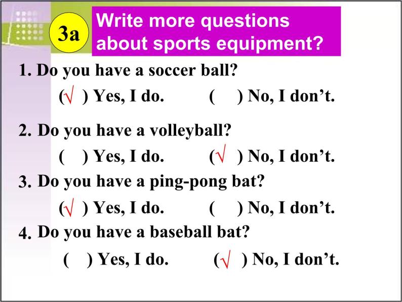 人教新目标版英语七年级上册 Unit 5 Do you have a soccer ball-Section B 2课件04