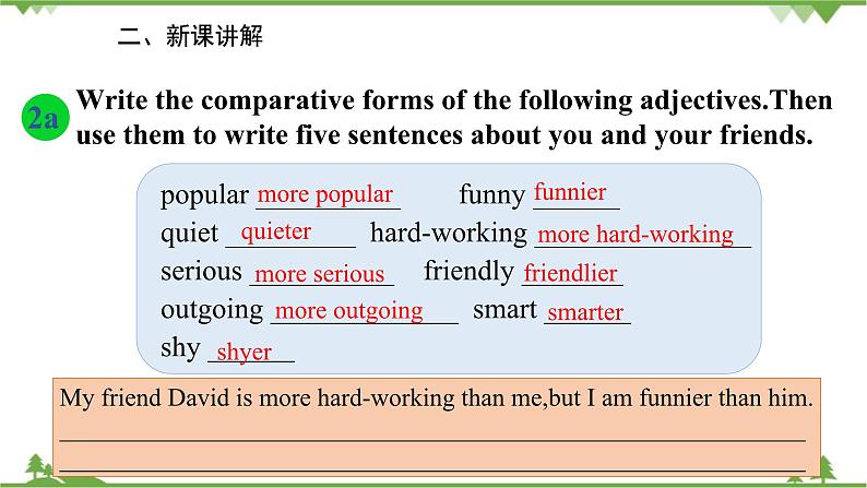 人教新目标英语八年级上册Unit 3 I'm more outgoing than my sister Section B (2a-2e)课件第3页