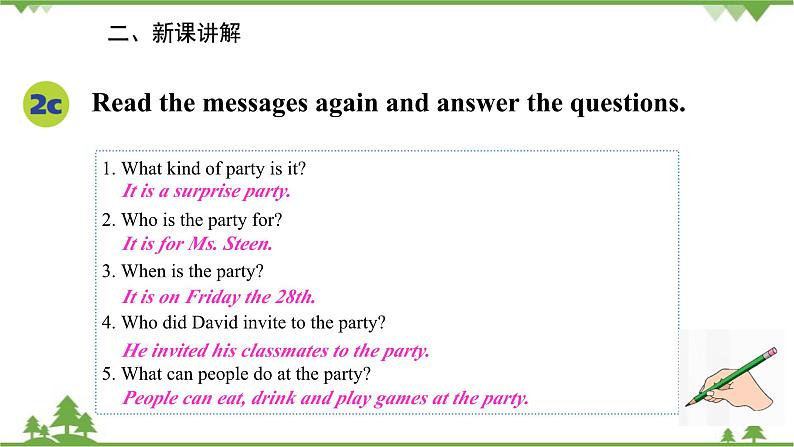 人教新目标英语八年级上册Unit 9 Can you come to my party Section B (2a-2e)课件第6页