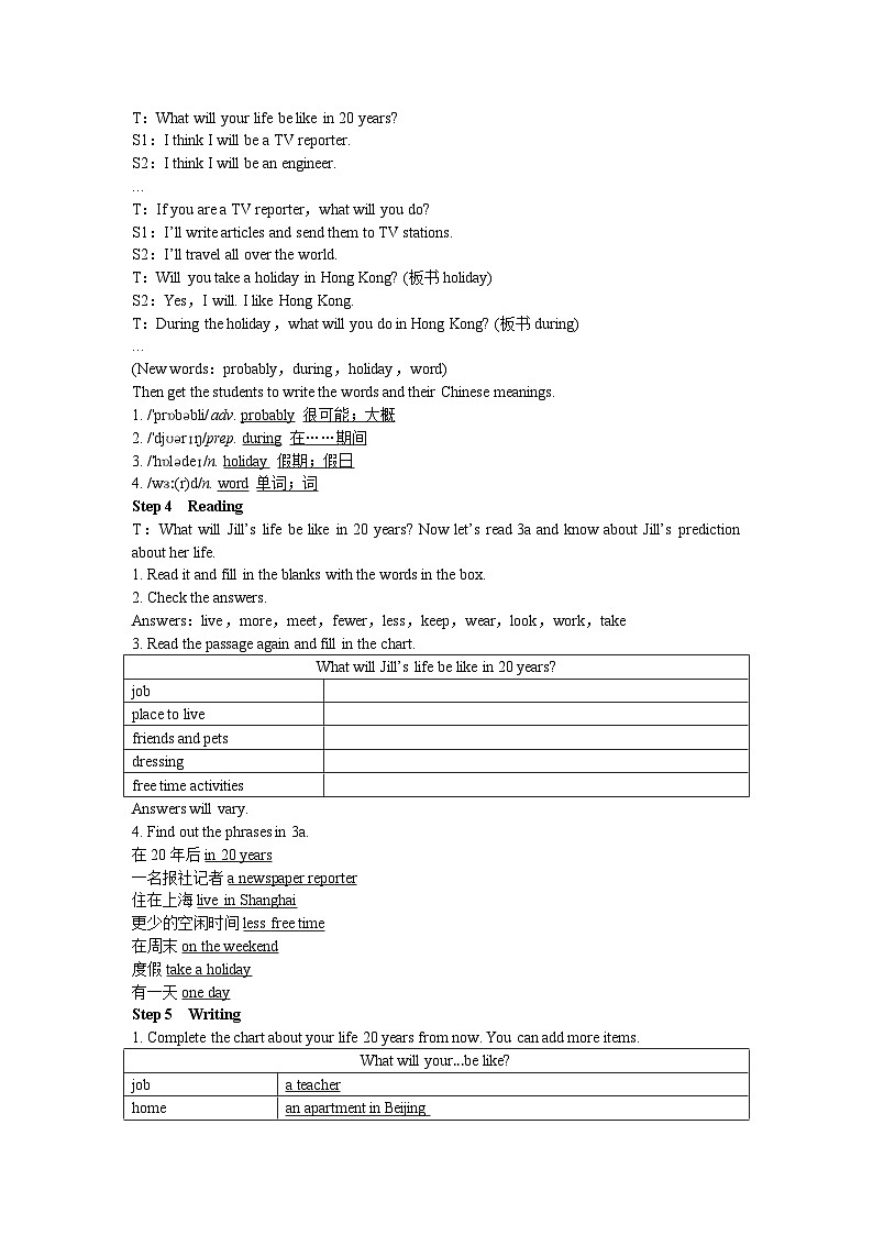 人教新目标版英语八年级上册 Unit 7 Will people have robots Period 5 (Section B 3a-Self Check)教案02