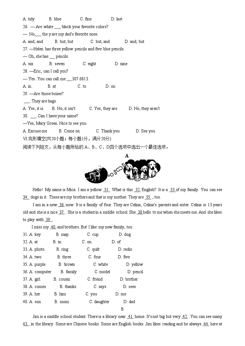 安徽省安庆市桐城市2023-2024学年七年级上学期11月期中英语试题第3页