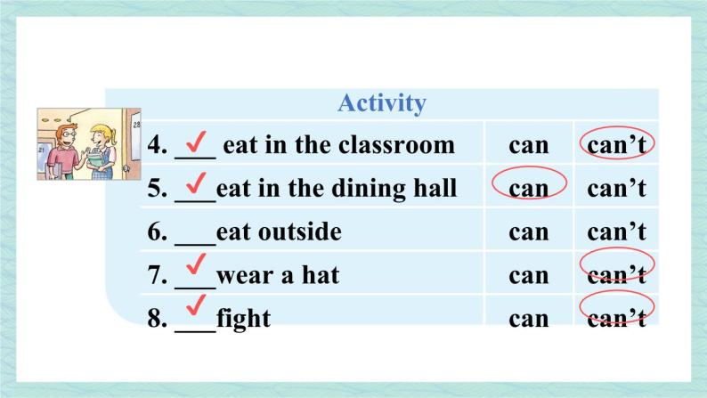 人教版七年级英语下册课件 Unit 4 Don't eat in class 第2课时（Section A 2a-2d）06