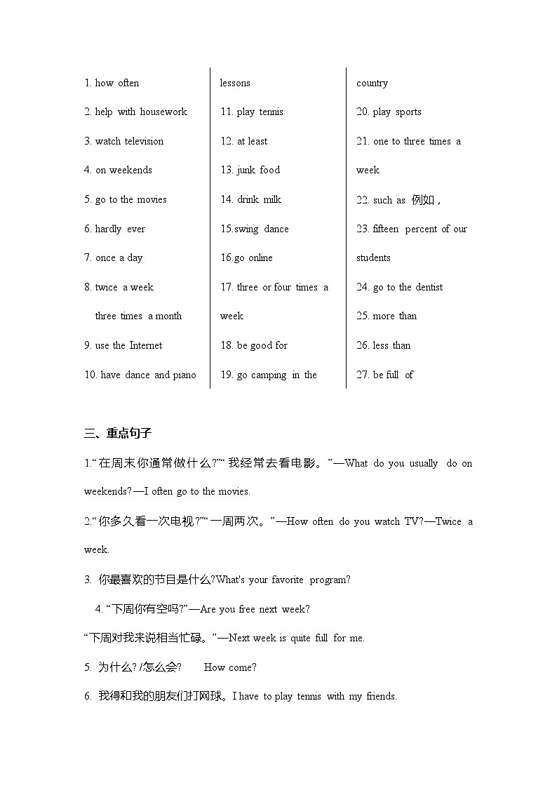 人教版八年级上册期末复习 Unit2重点归纳及练习第2页