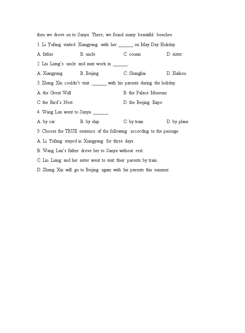 【课时练】外研版 初中英语 七年级下册 同步练习 Module 6 Around town.Unit 2 The London Eye is on your right.-练习(含解析)03