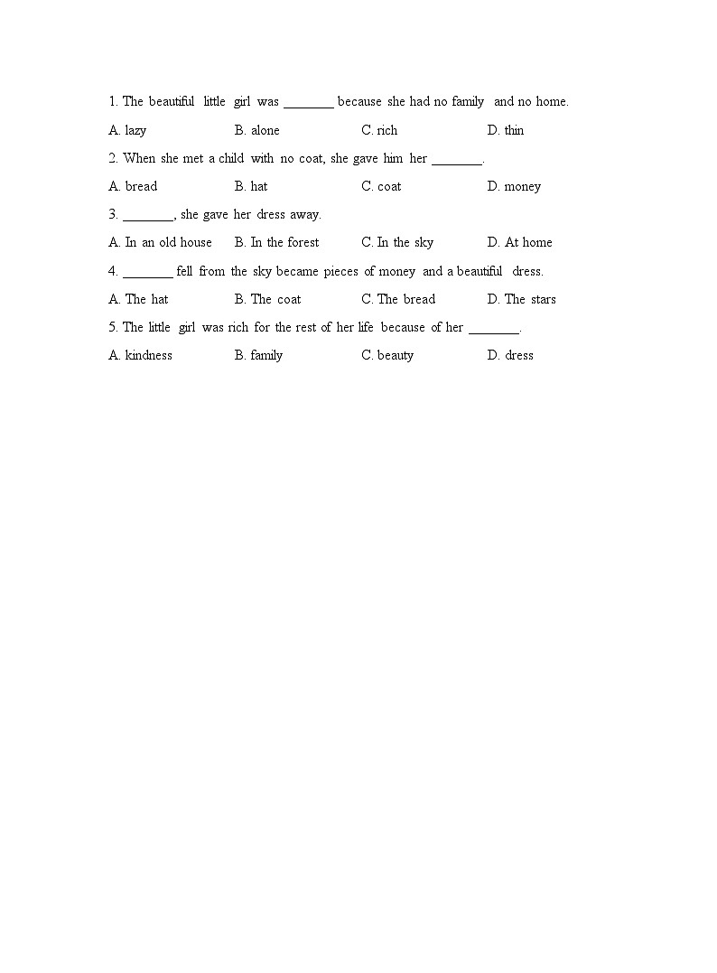 【课时练】外研版 初中英语 七年级下册 同步练习 Module 8 Story time.Unit 2 Goldilocks hurried out of the house.-练习(含解析)03