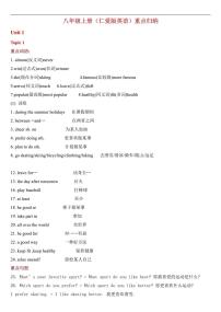 【全套精品专题】仁爱科普版 英语期末复习专题 精讲 仁爱版八年级上册英语知识点总结(带答案)