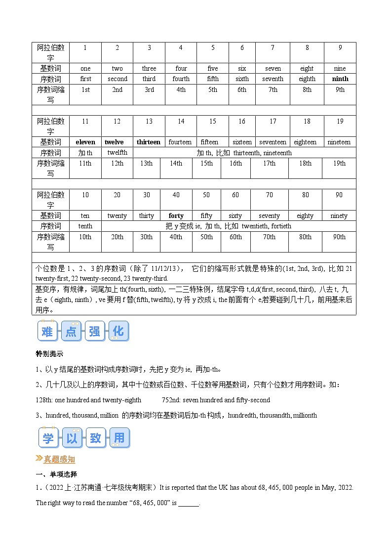 专题05 基数词和序数词(原卷版)第2页