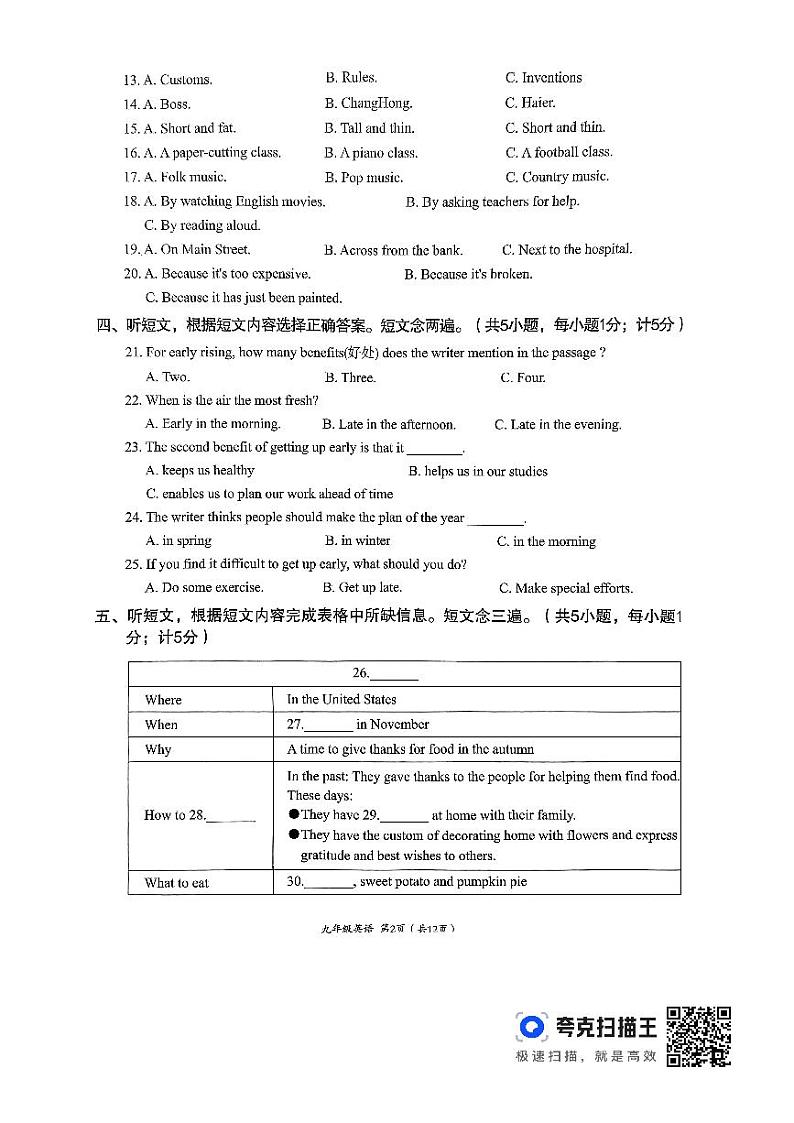 四川省成都市成华区2023-2024学年九年级上学期期末考试英语试题02