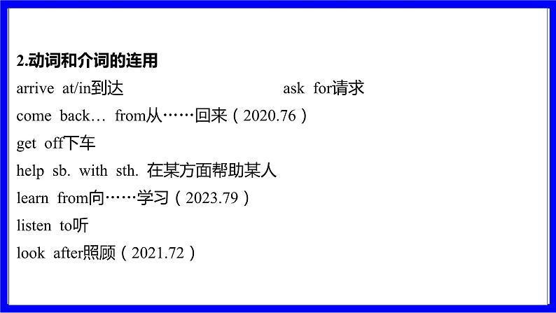 人教版英语中考复习考点研究 二部分 语法专题精讲练 专题十一 介词(必考) 命题点2 介词短语及搭配 PPT课件第6页