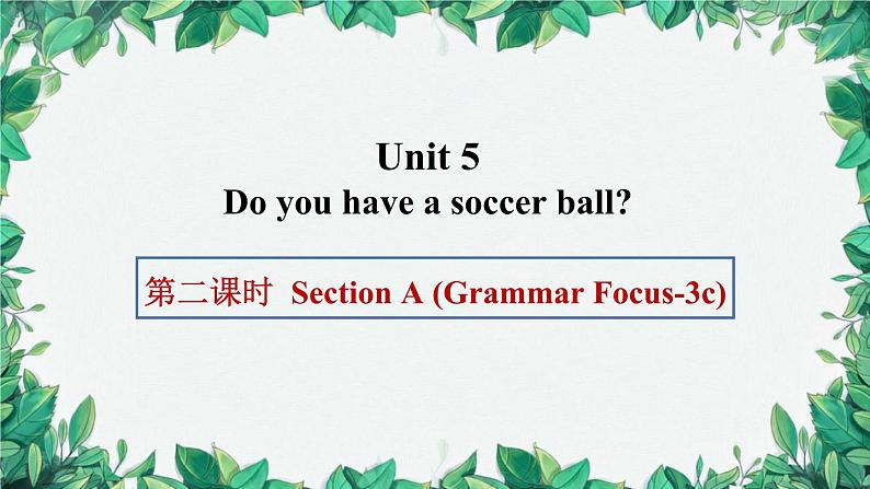 人教新目标版英语七年级上册 Unit 5 Do you have a soccer ball第二课时Section A (Grammar Focus-3c)课件第1页