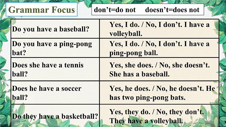 人教新目标版英语七年级上册 Unit 5 Do you have a soccer ball第二课时Section A (Grammar Focus-3c)课件第6页