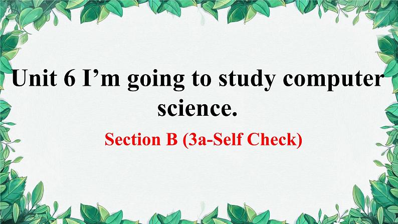 人教新目标(Go for it)版八年级上册Unit 6 I’m going to study computer science.Section B (3a-Self Check)课件第1页