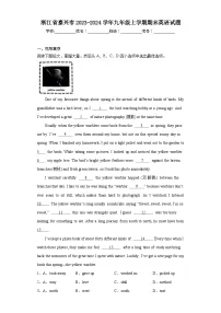 浙江省嘉兴市2023-2024学年九年级上学期期末英语试题(含答案)