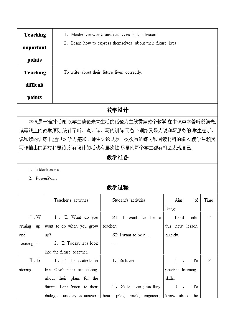 冀教版英语九年级全一册 Unit 10 Get Ready for the Future_ 教案第2页