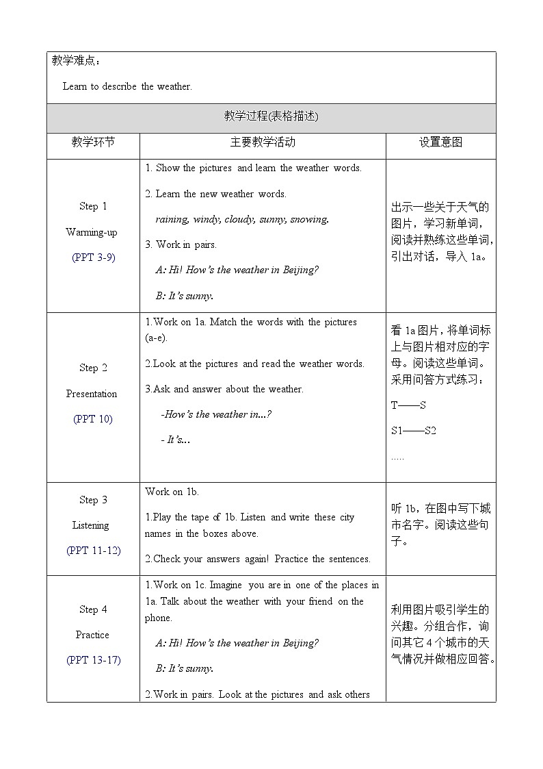Unit 7 Section A 1a-1c教案第2页