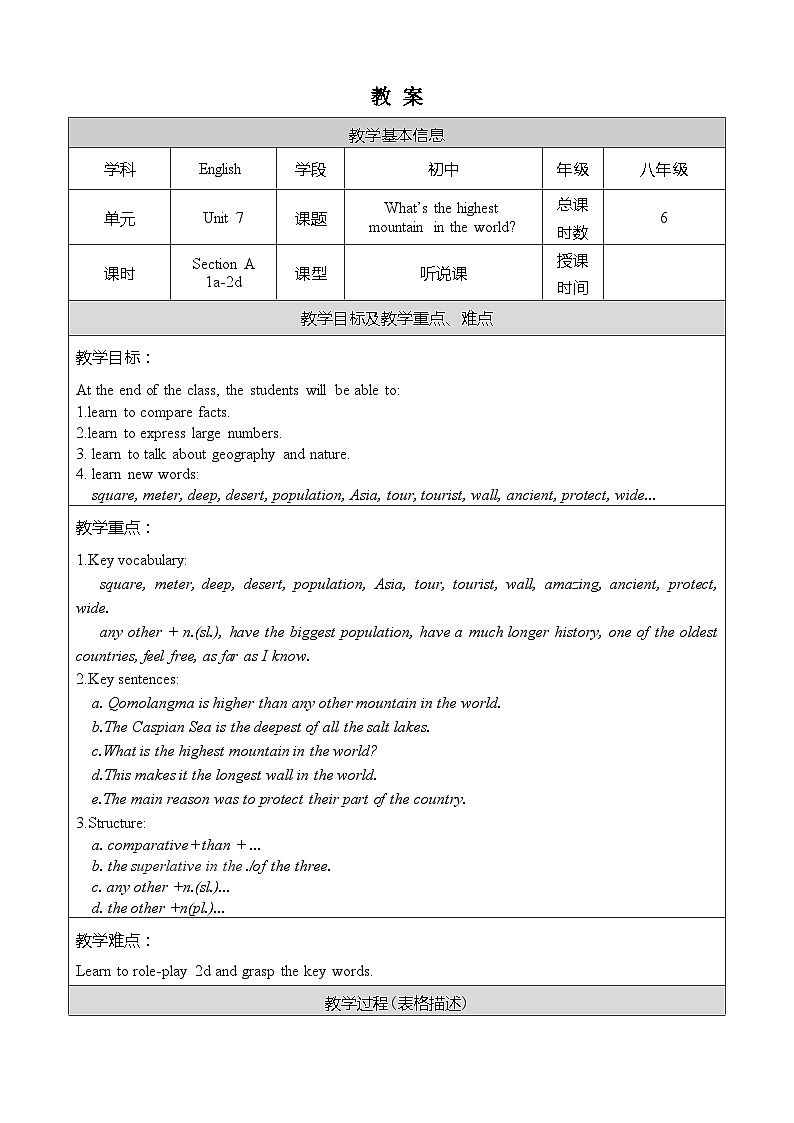 Unit 7 Section A 1a-2d 人教版英语八年级下册【PPT课件+教案】01
