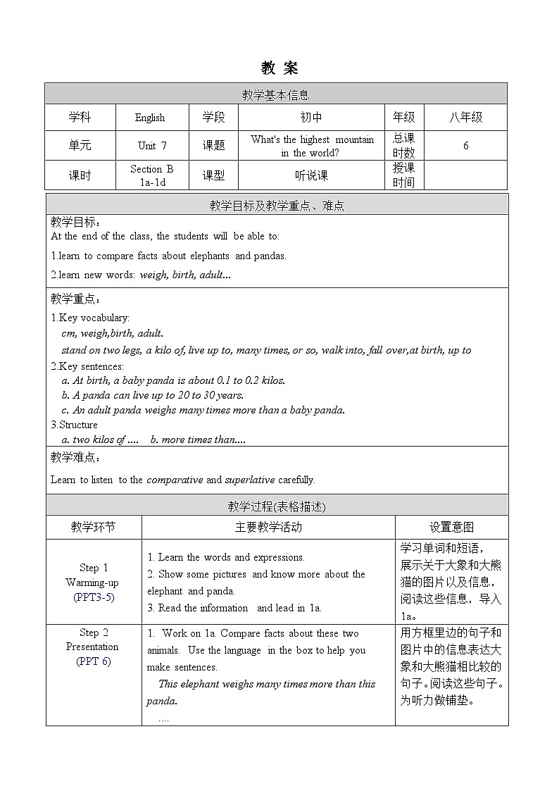 Unit 7 Section B 1a-1d 人教版英语八年级下册【PPT课件+教案】01