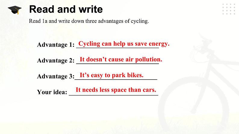 仁爱科普版英语八下Unit 6 Topic 3 Bicycle riding is good exercise.Section A课件+教案+练习+音频08