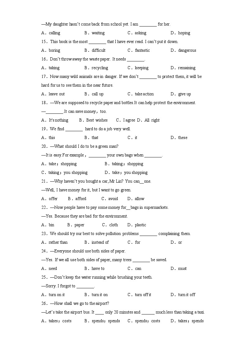 Unit 13第4课时 (Section B 1a-1d)(分层作业)试题版-九年级英语全一册同步备课系列(人教新目标Go For It!)第2页