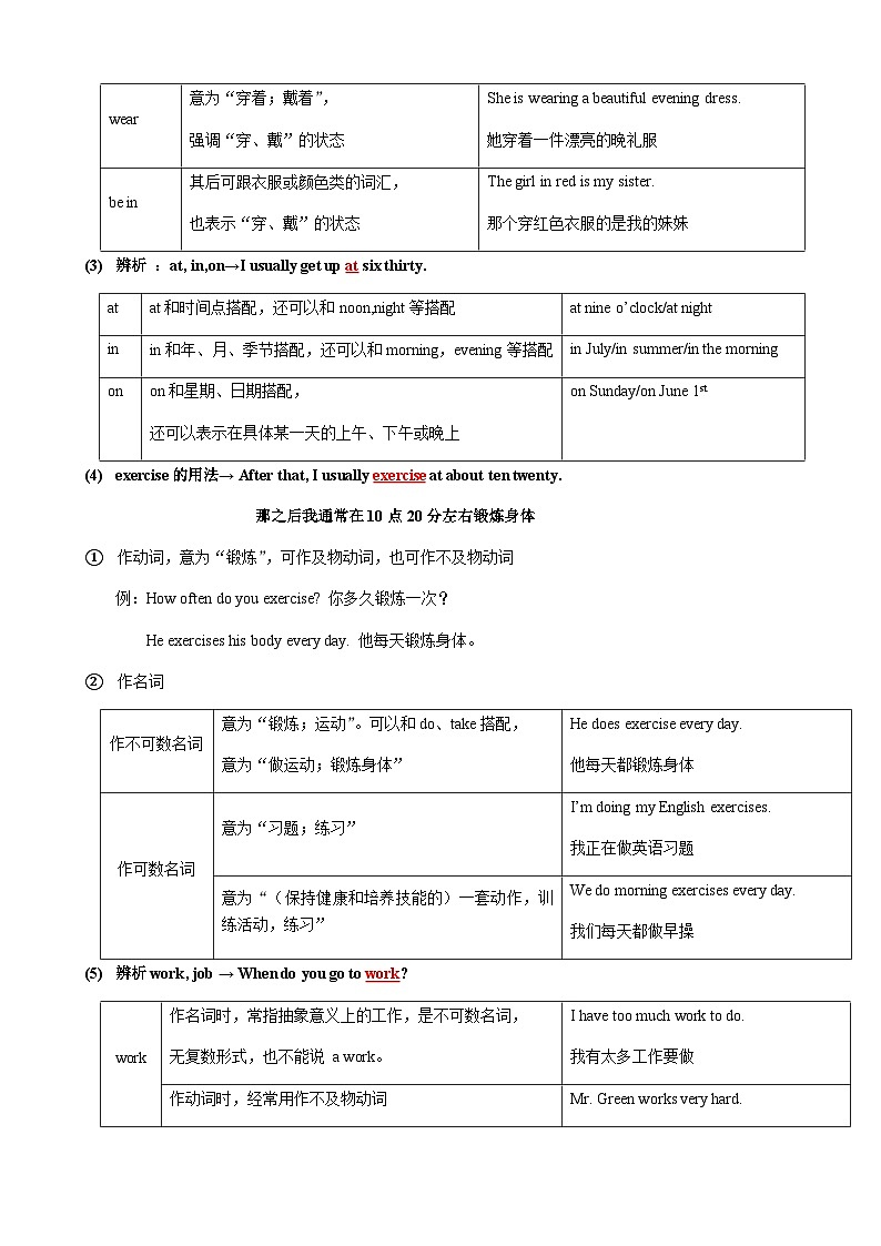 人教版七年级下册英语Unit 2 知识点语法归纳总结03