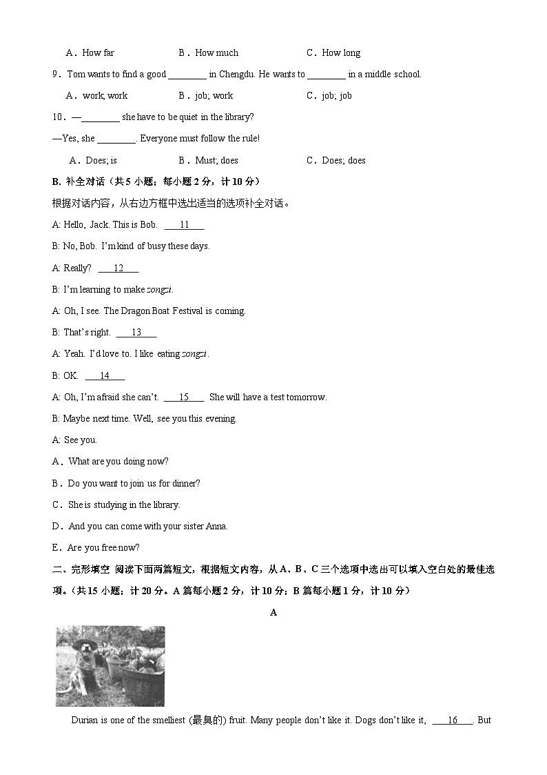 七年级英语下学期期中考试(成都专用)-2023-2024学年七年级英语下学期期中复习查缺补漏冲刺满分(人教版)第2页
