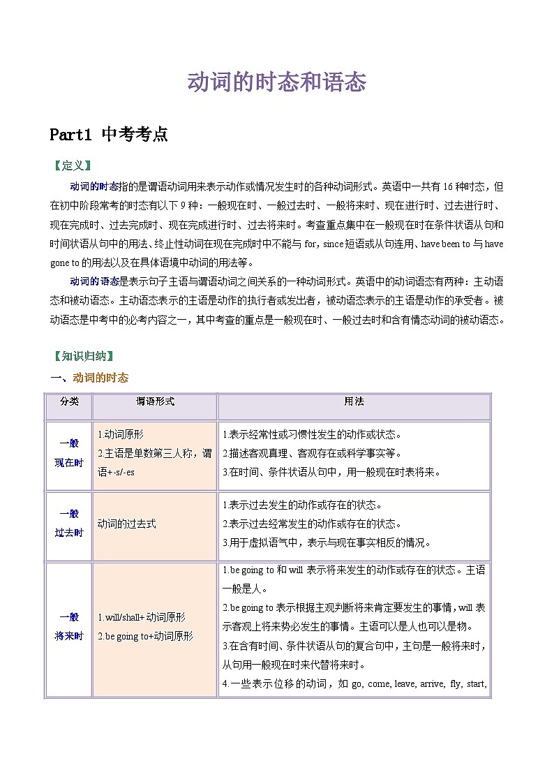 专题09 动词的时态和语态(原卷版)第1页