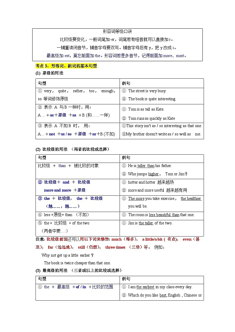 语法专题六 形容词和副词【考点精讲精练】-2023年中考语法一点通(教师版)第3页