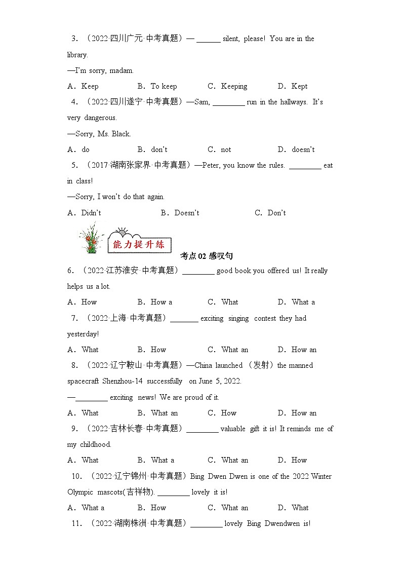专题13 特殊句式-2023年中考英语考前冲刺语法图解过关(原卷版)第2页