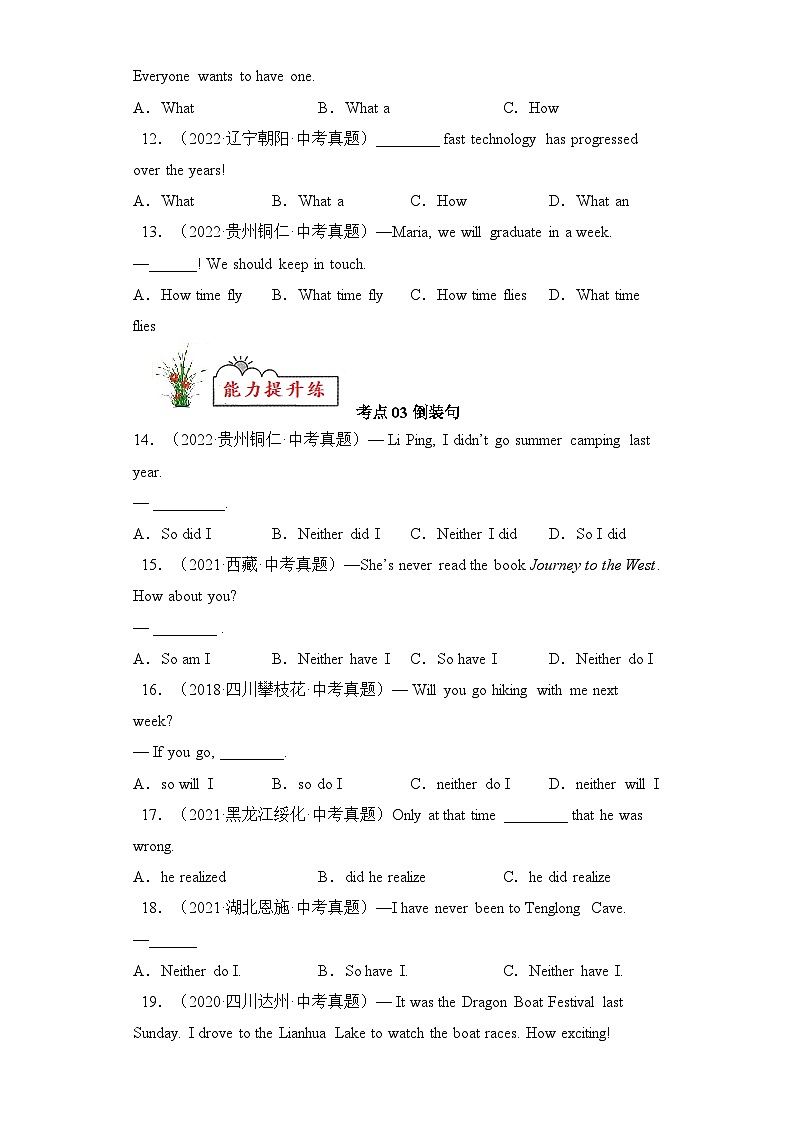 专题13 特殊句式-2023年中考英语考前冲刺语法图解过关(原卷版)第3页
