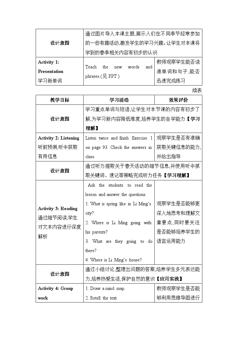 Lesson 36 Spring in China精品教案(冀教版七下)02