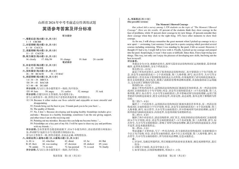 2024年山西省中考适应性考试试题-英语试题及答案01