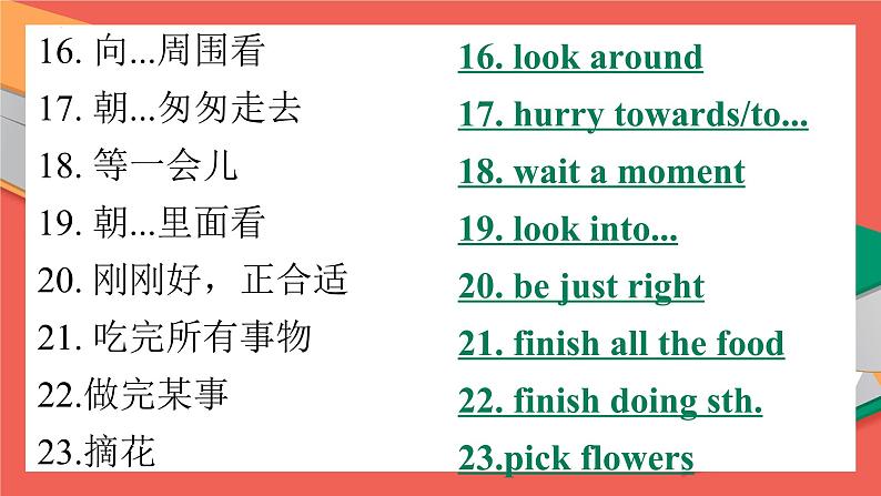 外研版(新标准)七年级英语下册Module8重点短语&句子翻译课件04