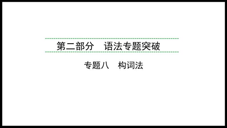 2024年福建省中考英语二轮复习课件专题8　构词法【思维导图总结+中考真题演练】01