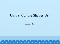 冀教版英语九年级全一册 Unit 8  Culture Shapes Us Lesson 43_ 课件