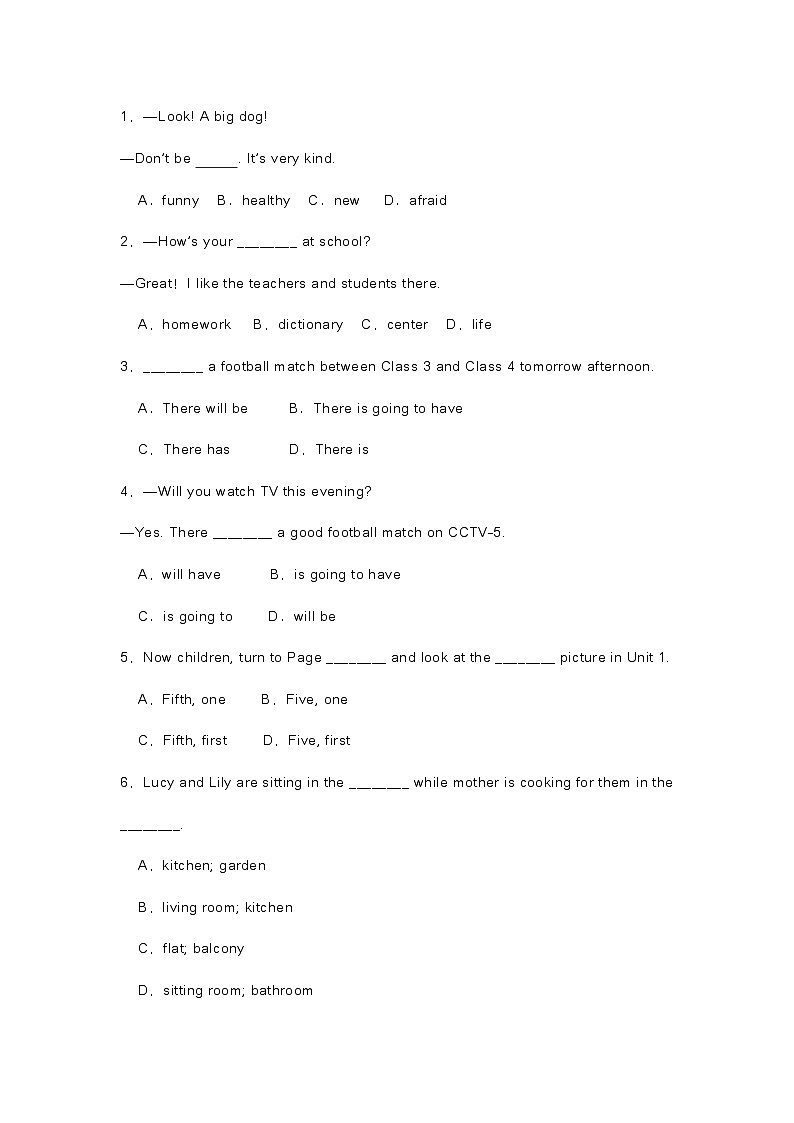 新目标英语七年级(下)单项选择100题+答案第1页