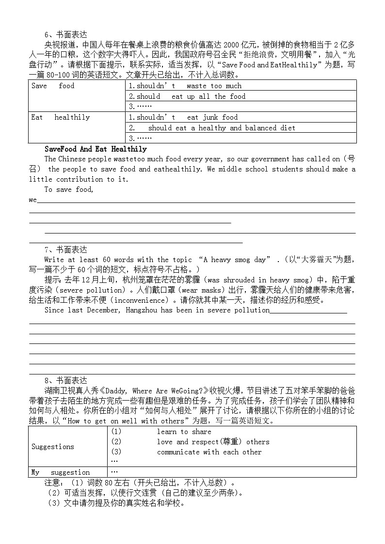 初中英语2024届中考热点话题作文专项练习(共15题,附参考范文)第3页