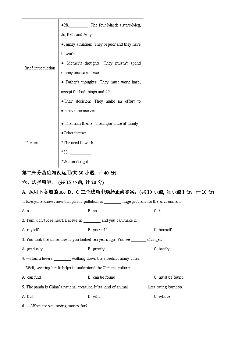 2024年四川省成都市成华区中考二模英语试题(原卷版+解析版)03