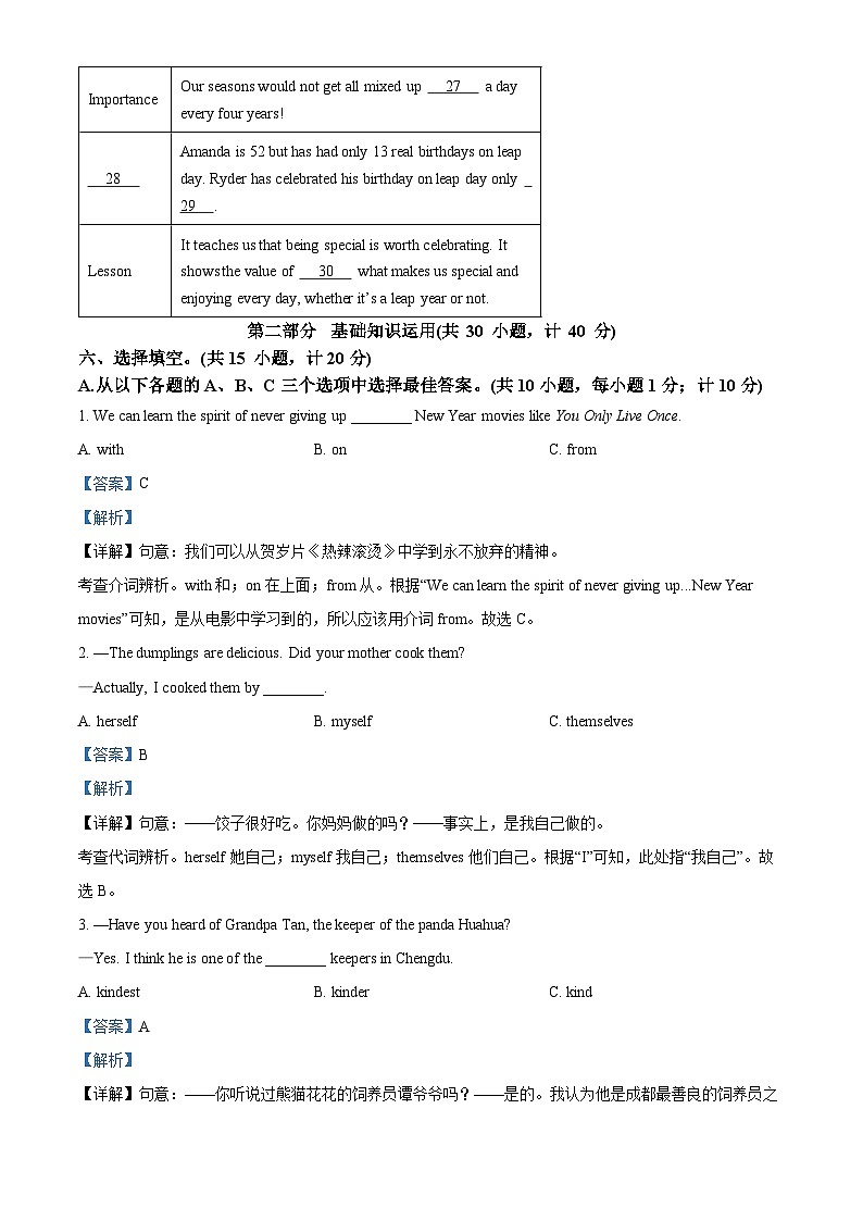2024年四川省成都市锦江区中考二模英语试题(解析版)第3页