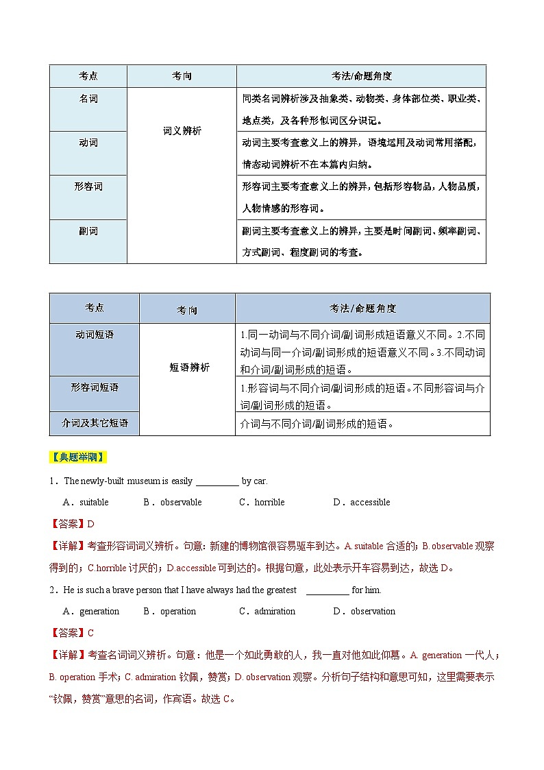 4 词法考点之词义辨析及短语辨析(解析版)第2页