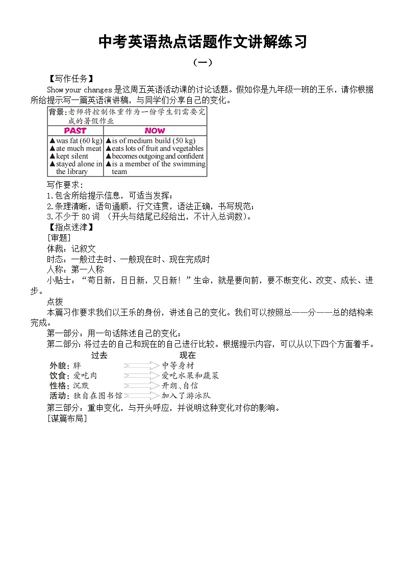 初中英语2024届中考复习热点话题作文讲解练习系列0518(共4篇)第1页
