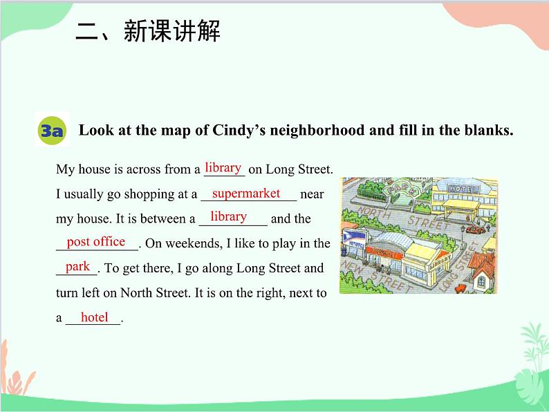 人教新目标版英语七年级下册 Unit 8 Is there a post office near here?Section B (3a-Self Check)课件第3页