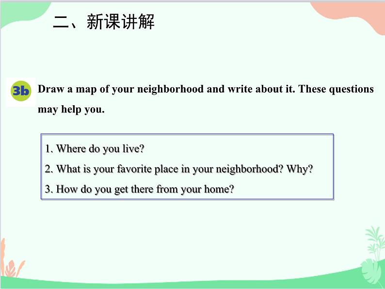 人教新目标版英语七年级下册 Unit 8 Is there a post office near here?Section B (3a-Self Check)课件第4页