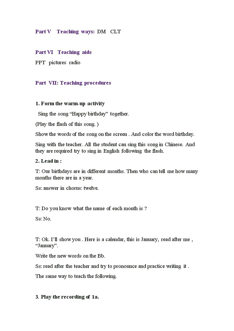 Unit 8 SectionA(1a 1c)教学设计 人教版英语七年级上册第2页