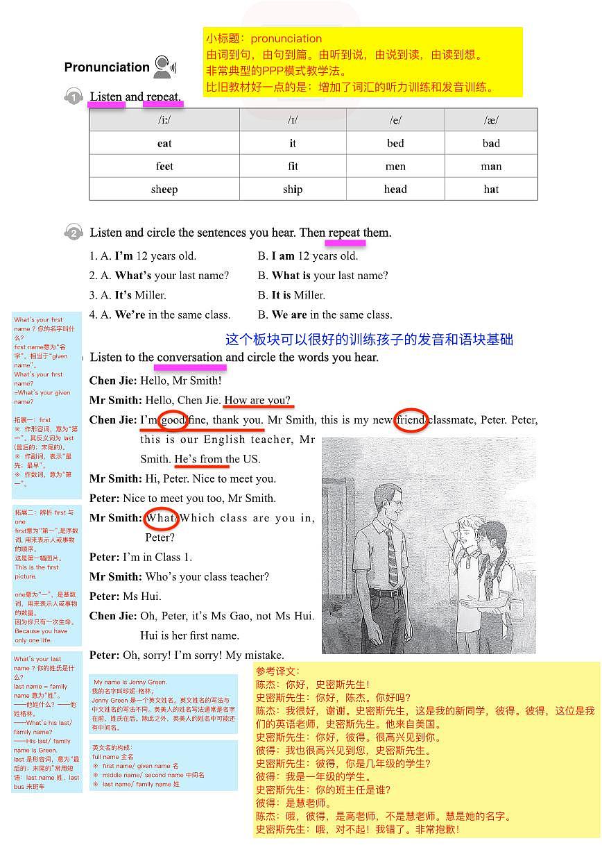 2024七上人教版新教材英語 教師備課學案筆記 Unit1 You and me!第3頁