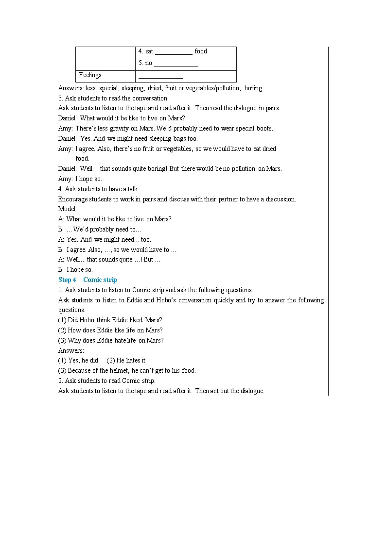 Unit 4 Comic strip & Welcome to the unit教案第3页