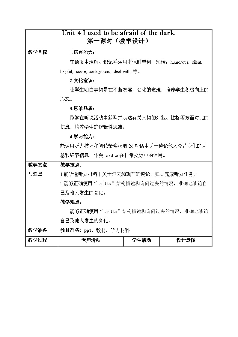 人教版九年级英语全一册 Unit 4 第1课时《Section A 1a-2d》课件+教案+学案+素材01